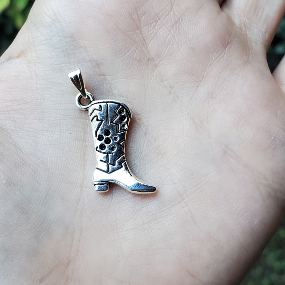 New Silver Cowboy Boot Charm - Picture 3 of 8